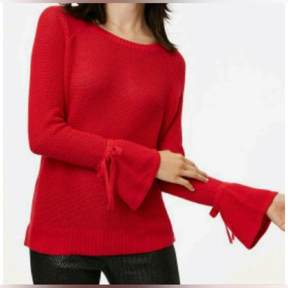 LOFT Sweaters - Ann Taylor LOFT Red Bell Sleeve Sweater - size M - NWOT